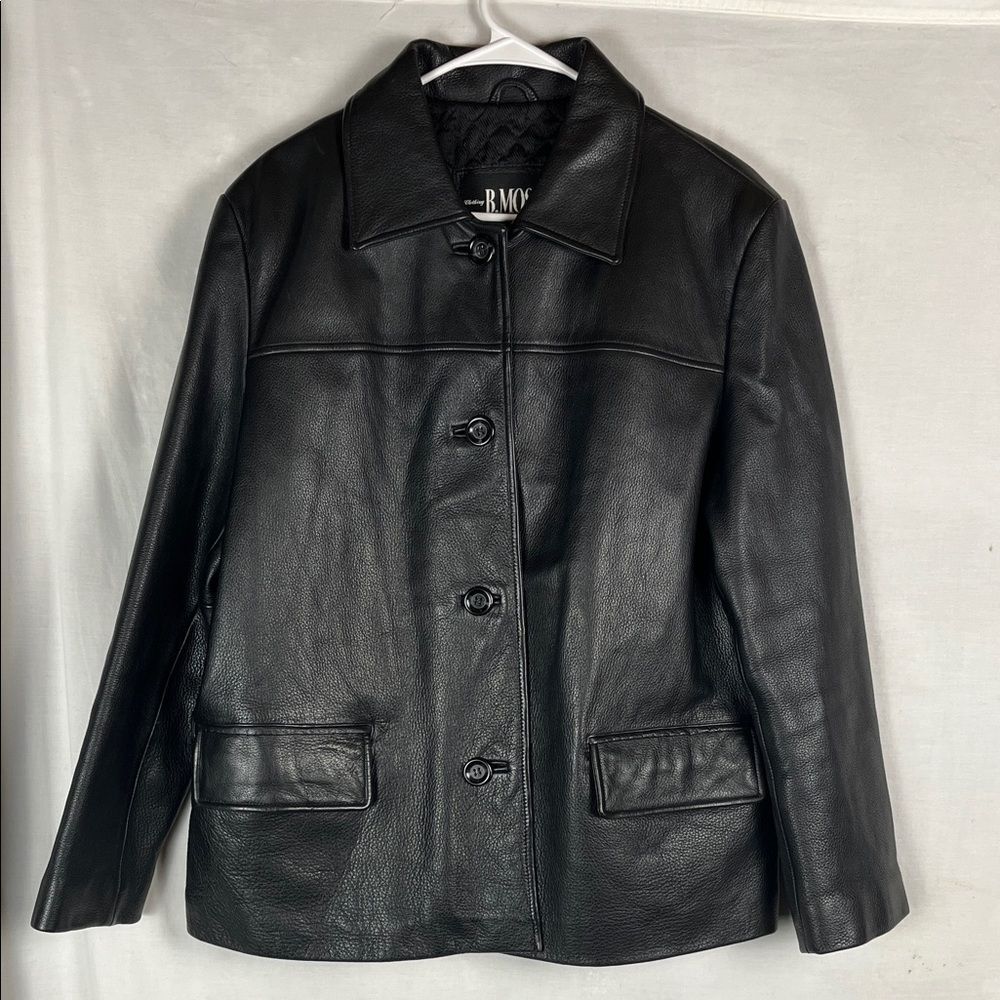 Black Leather B. Moss Clothing Company Button Up Women's Jacket